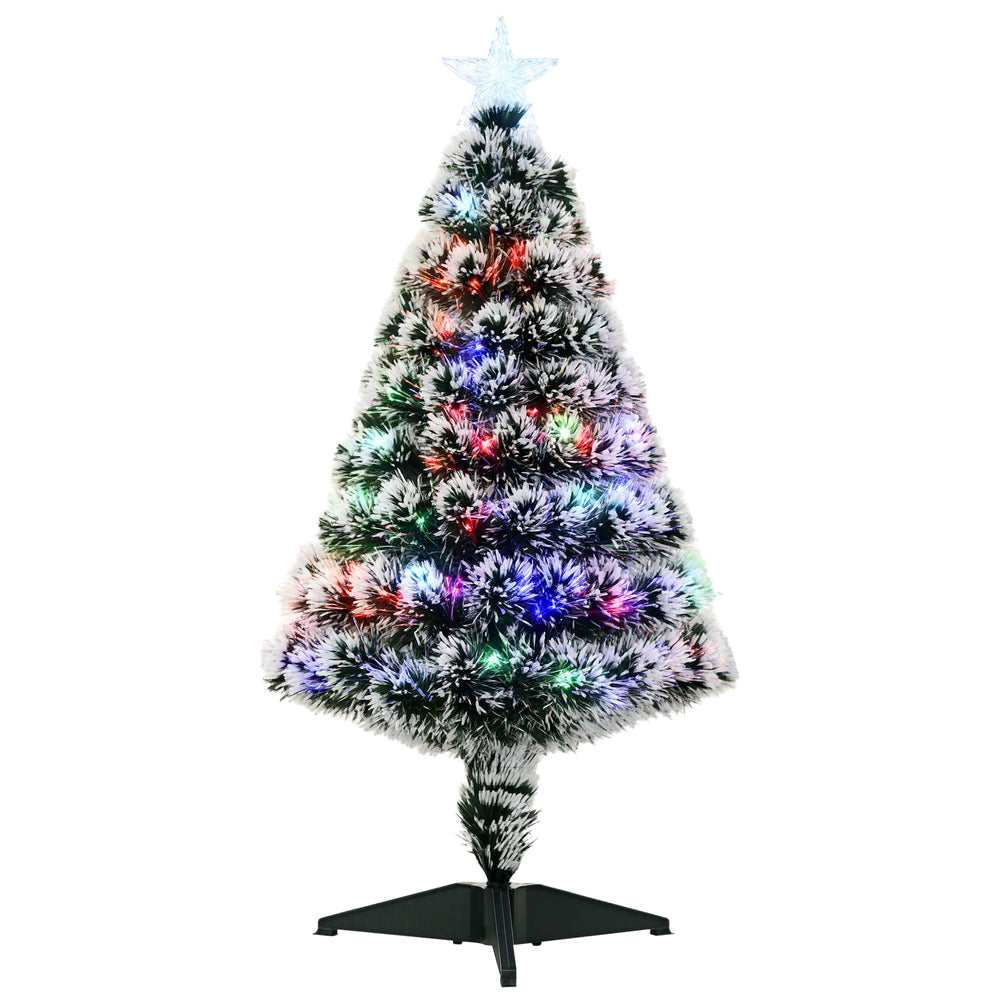 Sapin de Noël pré-éclairé à fibre optique LED de 3 pieds avec support