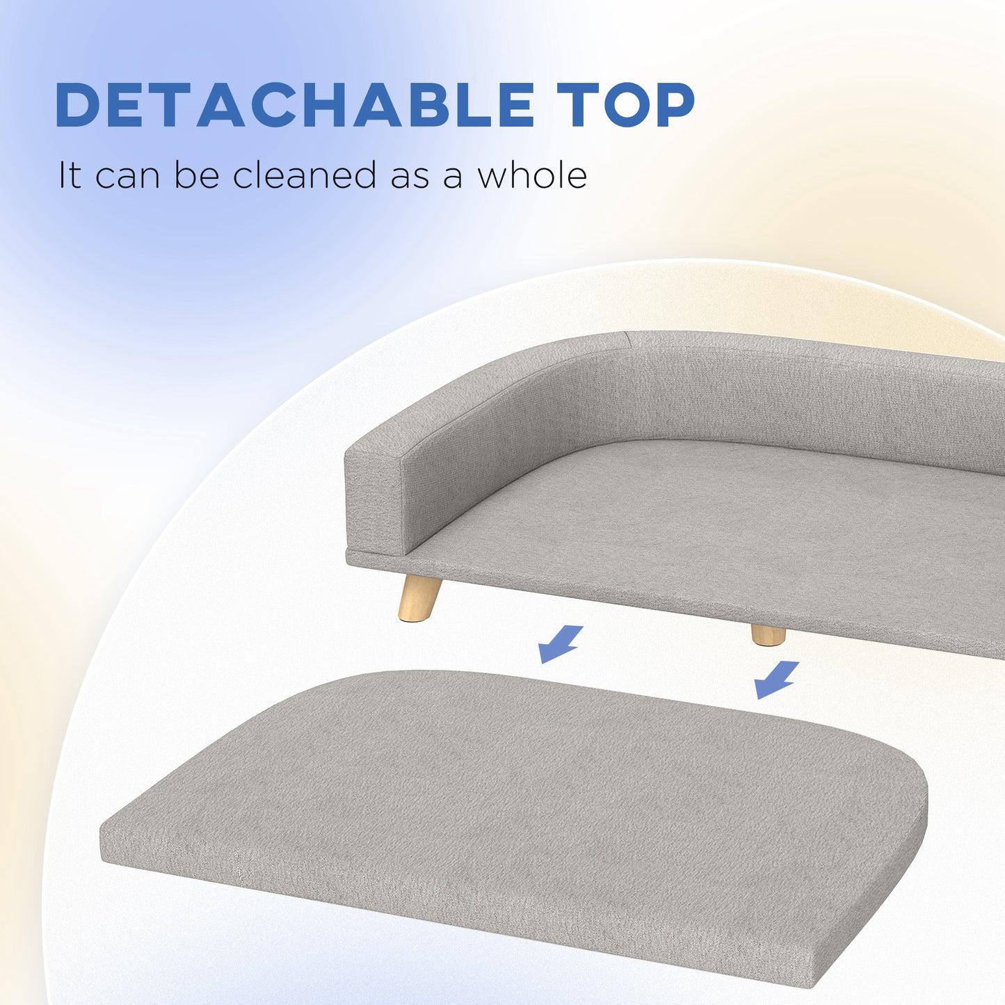 Canapé pour grands chiens avec housse lavable et coussinets antidérapants, gris