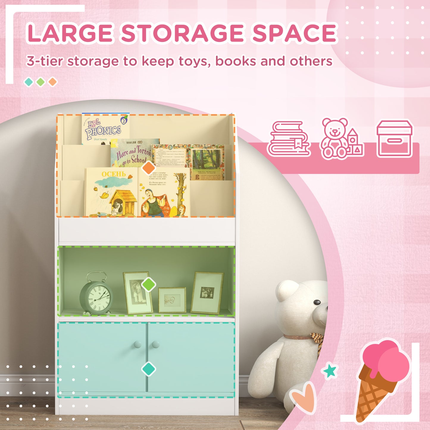 Bibliothèque pour enfants, pour chambre, salle de jeux, blanche