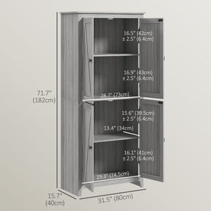 Meuble de rangement avec portes et étagères, gris