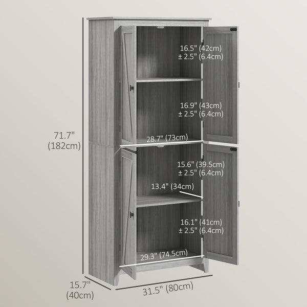 Meuble de rangement avec portes et étagères, gris
