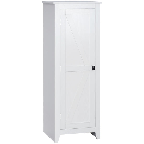 Meuble de rangement avec porte de grange et étagères réglables, blanc