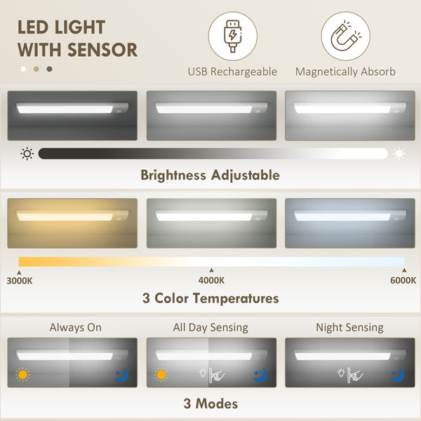 Meuble de rangement avec éclairage LED et étagères à épices, gris