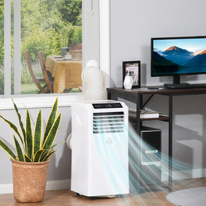 Climatiseur portable 8 000 BTU, déshumidificateur, ventilateurs à 2 vitesses, minuterie 24 h, blanc