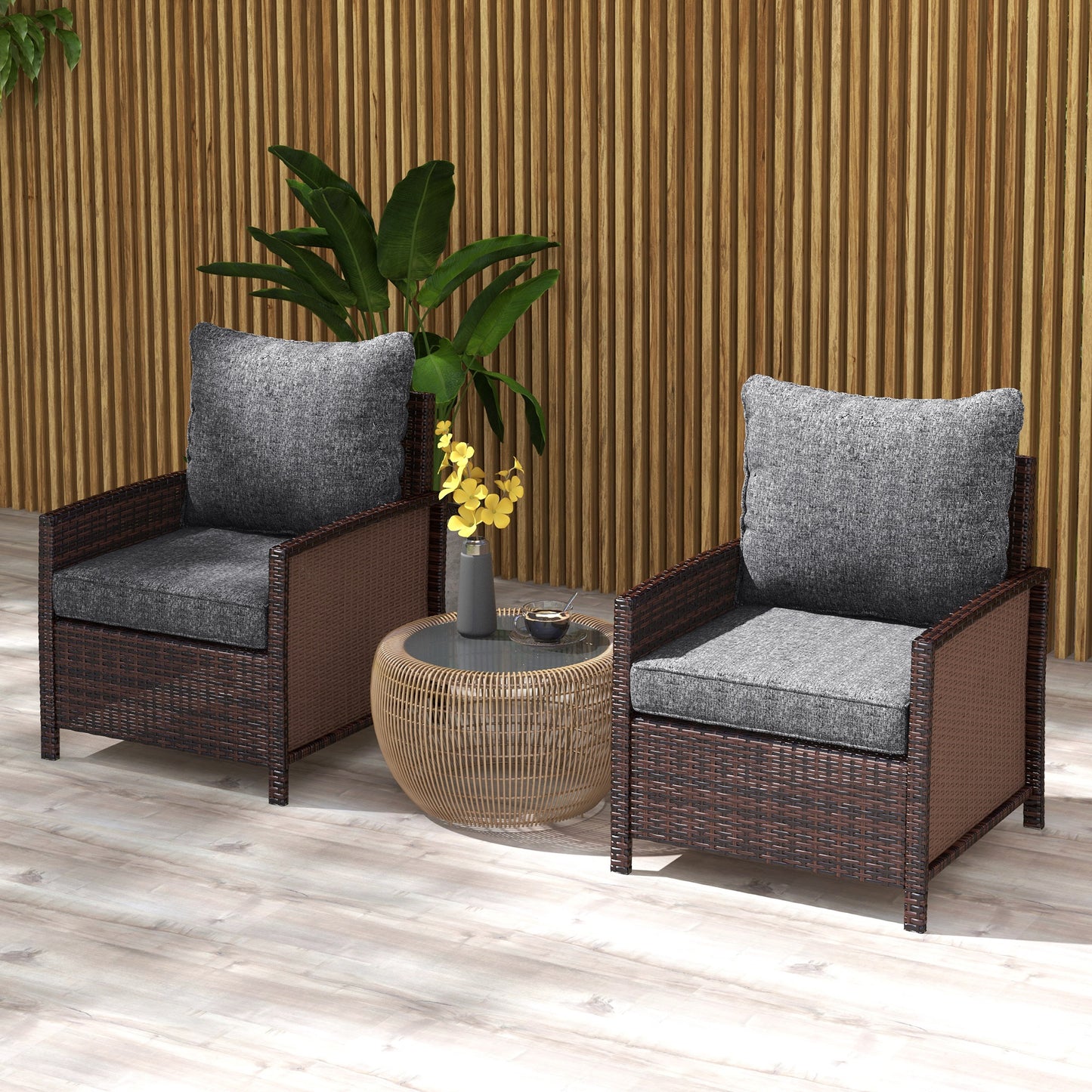 Coussins de rechange pour chaise de patio avec dossier, lot de 4, gris