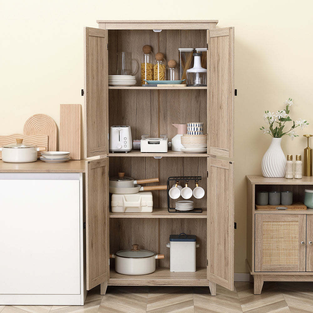 Meuble de rangement avec portes et étagères, beige