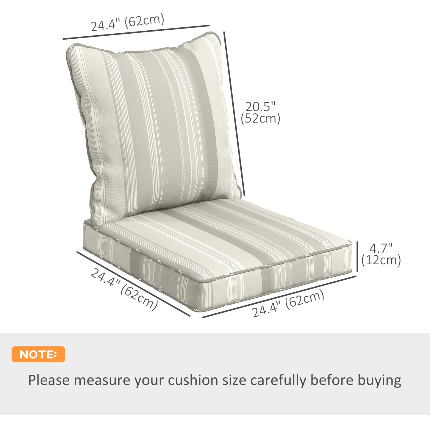Coussins de remplacement, lot de 4, pour chaise de patio, intérieur et extérieur, gris