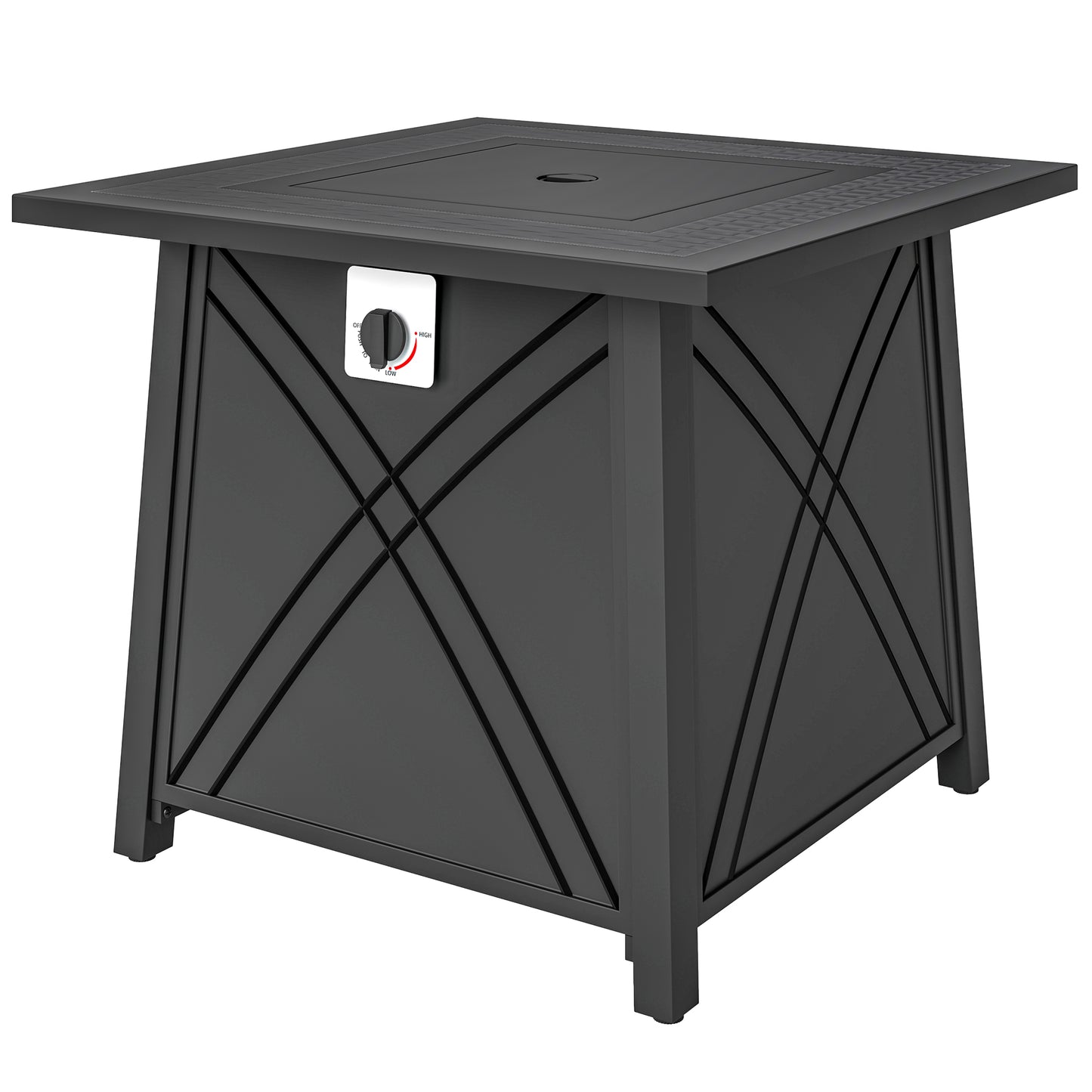 Outsunny 28" Square 40,000 BTU Propane Fire Pit Table with Waterproof Cover and Adjustable Footrests