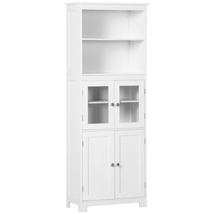 Garde-manger 4 portes avec étagère réglable, blanc