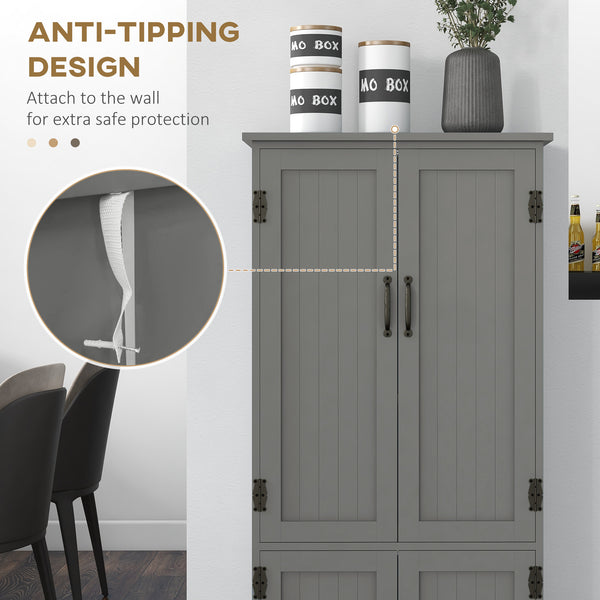 Garde-manger à 4 portes à plusieurs étages, gris