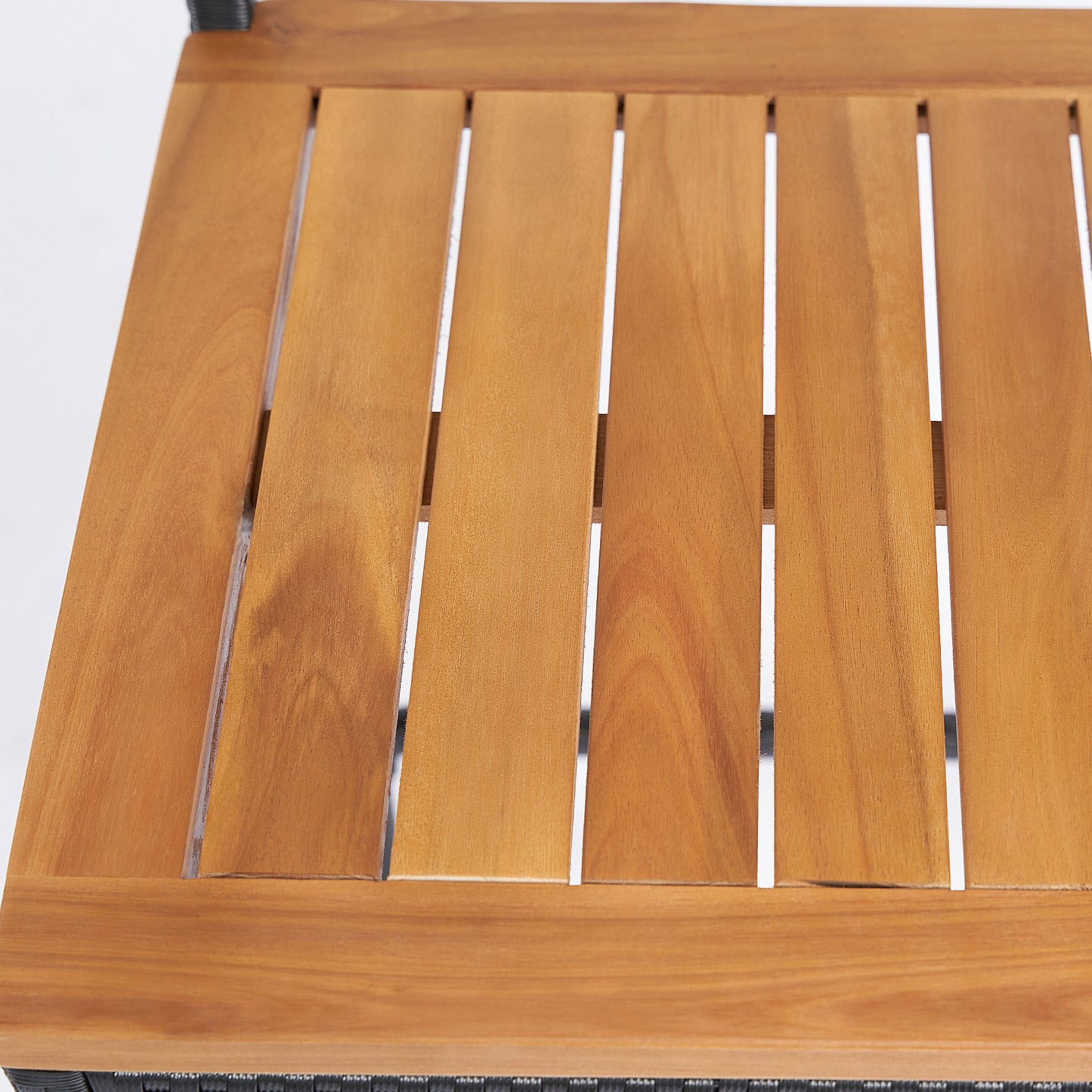 Ensemble de bar 3 pièces en osier, table et chaises de bar avec plateau en bois d'acacia, bois naturel