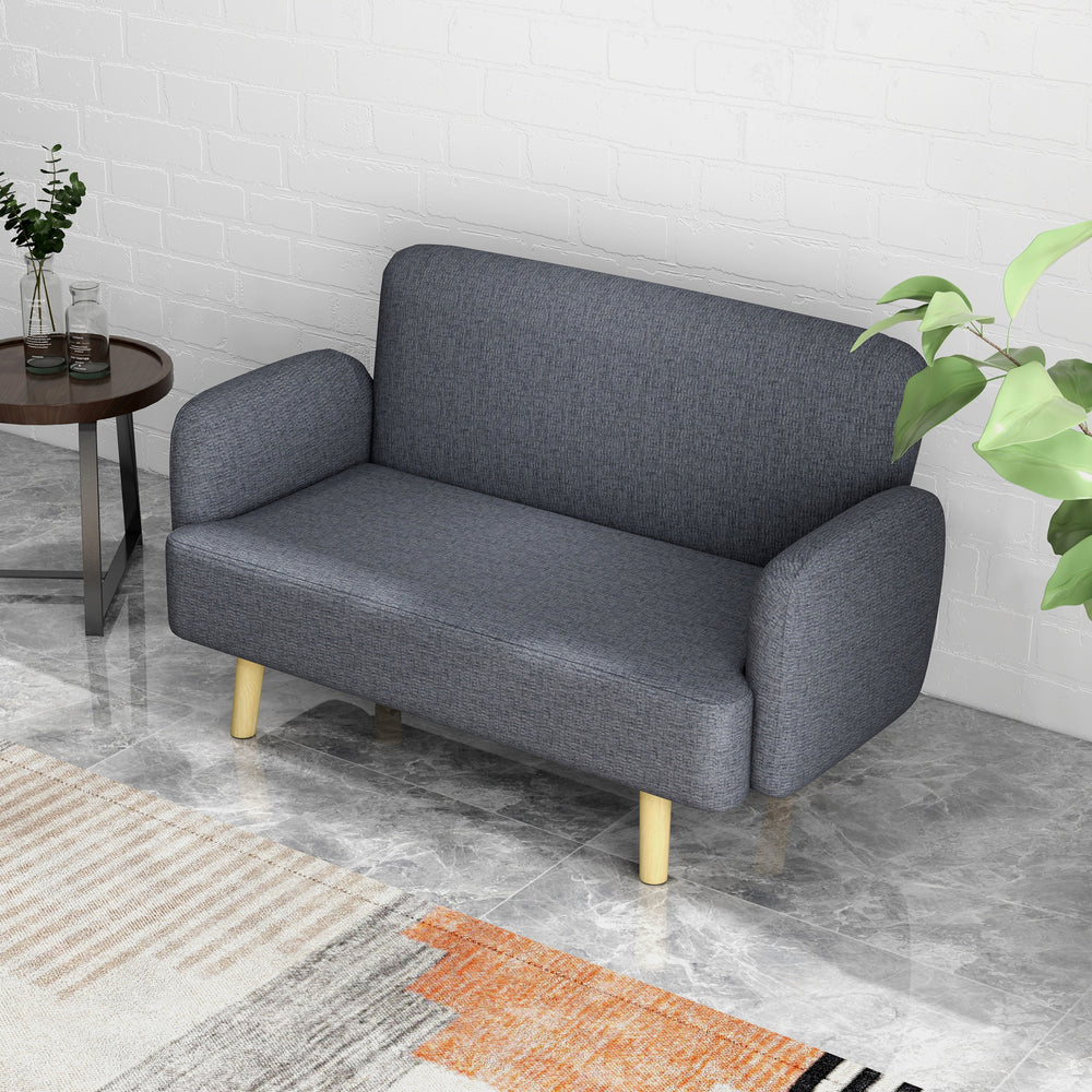 Canapé 2 places en tissu velours avec rembourrage, gris