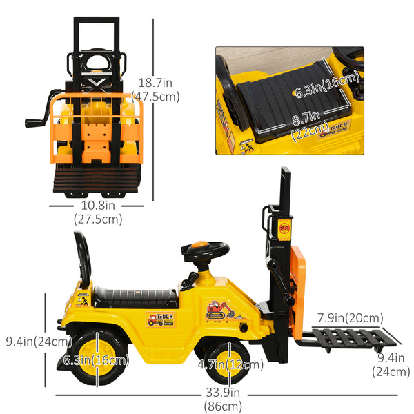 Forklift with storage tray, yellow