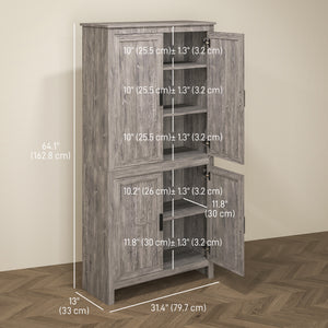 Meuble de rangement avec 4 portes et 3 étagères réglables, gris anthracite