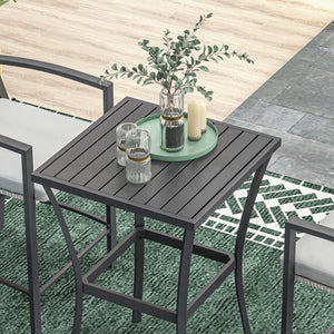 3 Piece Rattan Bar Table and Chair Set with Cushions