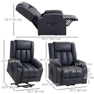 Fauteuil releveur inclinable pour seniors en microfibre avec télécommande, gris anthracite