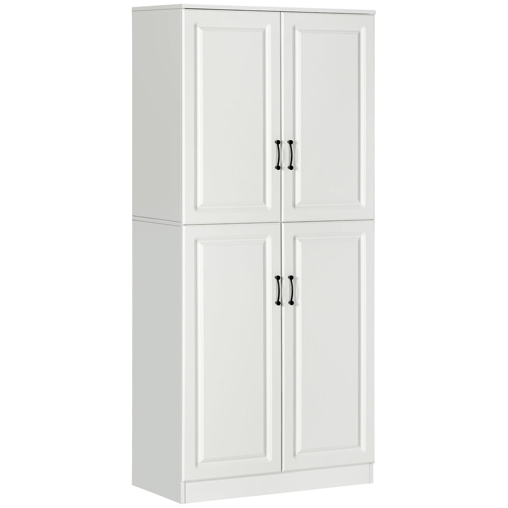 Meuble de rangement avec 4 portes battantes et étagères réglables, blanc