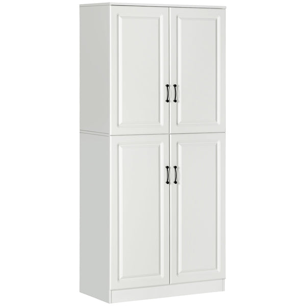 Meuble de rangement avec 4 portes battantes et étagères réglables, blanc