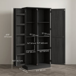 Meuble de rangement avec étagères de porte et étagères réglables, noir