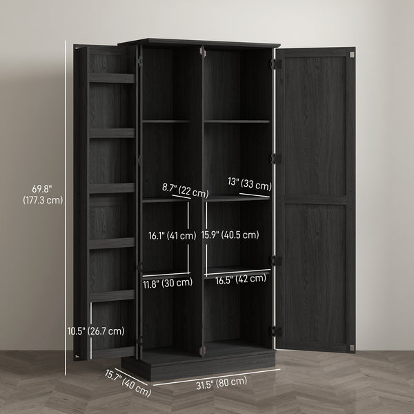Meuble de rangement avec étagères de porte et étagères réglables, noir
