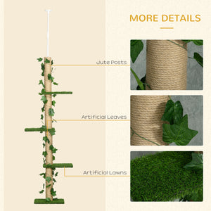 4-Level Cat Tree, Adjustable Height, Leaves with Scratching Post