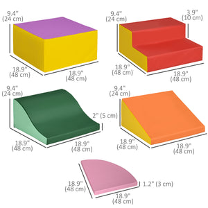 Aire de jeux souple 6 pièces pour grimper, ramper et glisser, rouge/rose