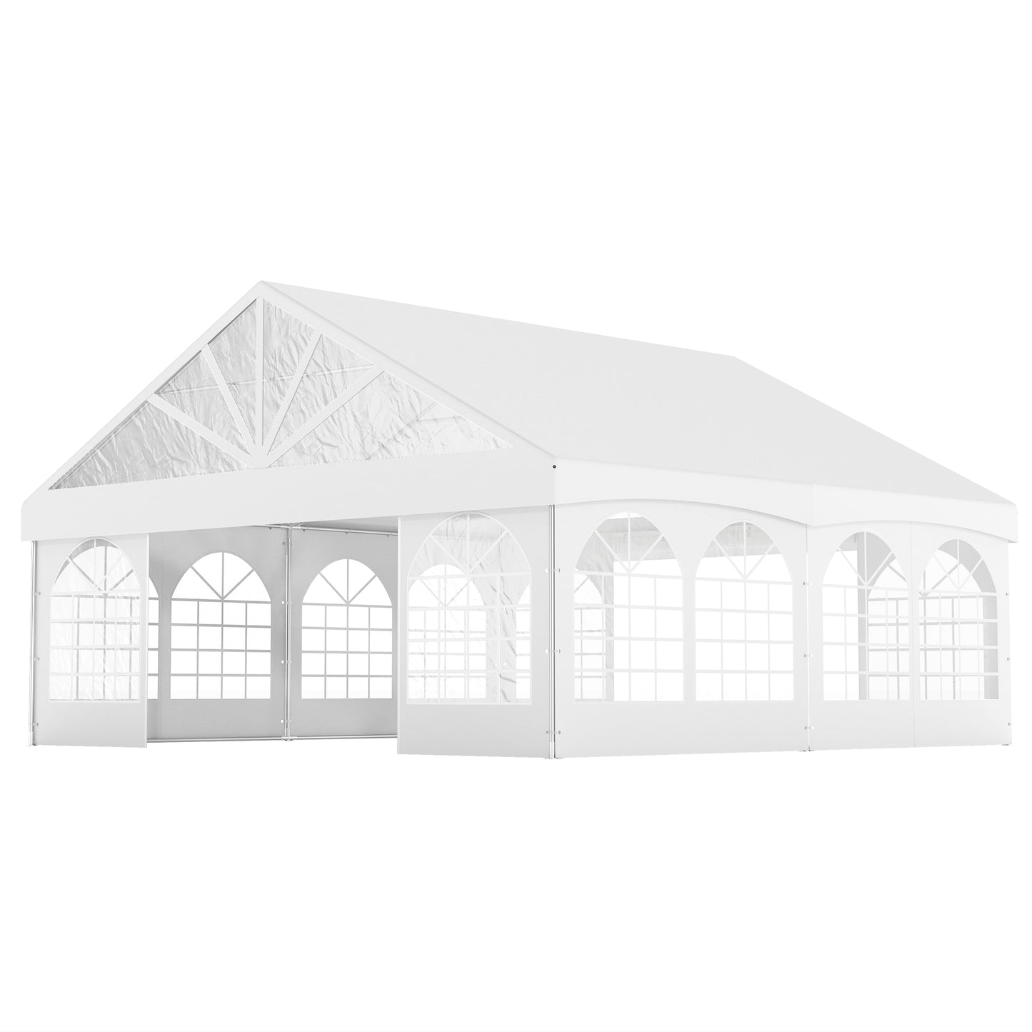 Outsunny 20' x 20' Heavy Duty Party Tent, Galvanized Outdoor Event Tent with Removable Window Sidewalls and Carry Bags