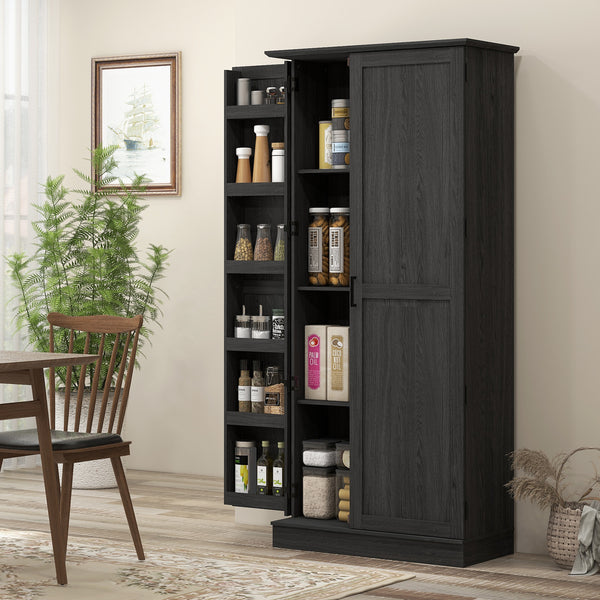 Meuble de rangement avec étagères de porte et étagères réglables, noir