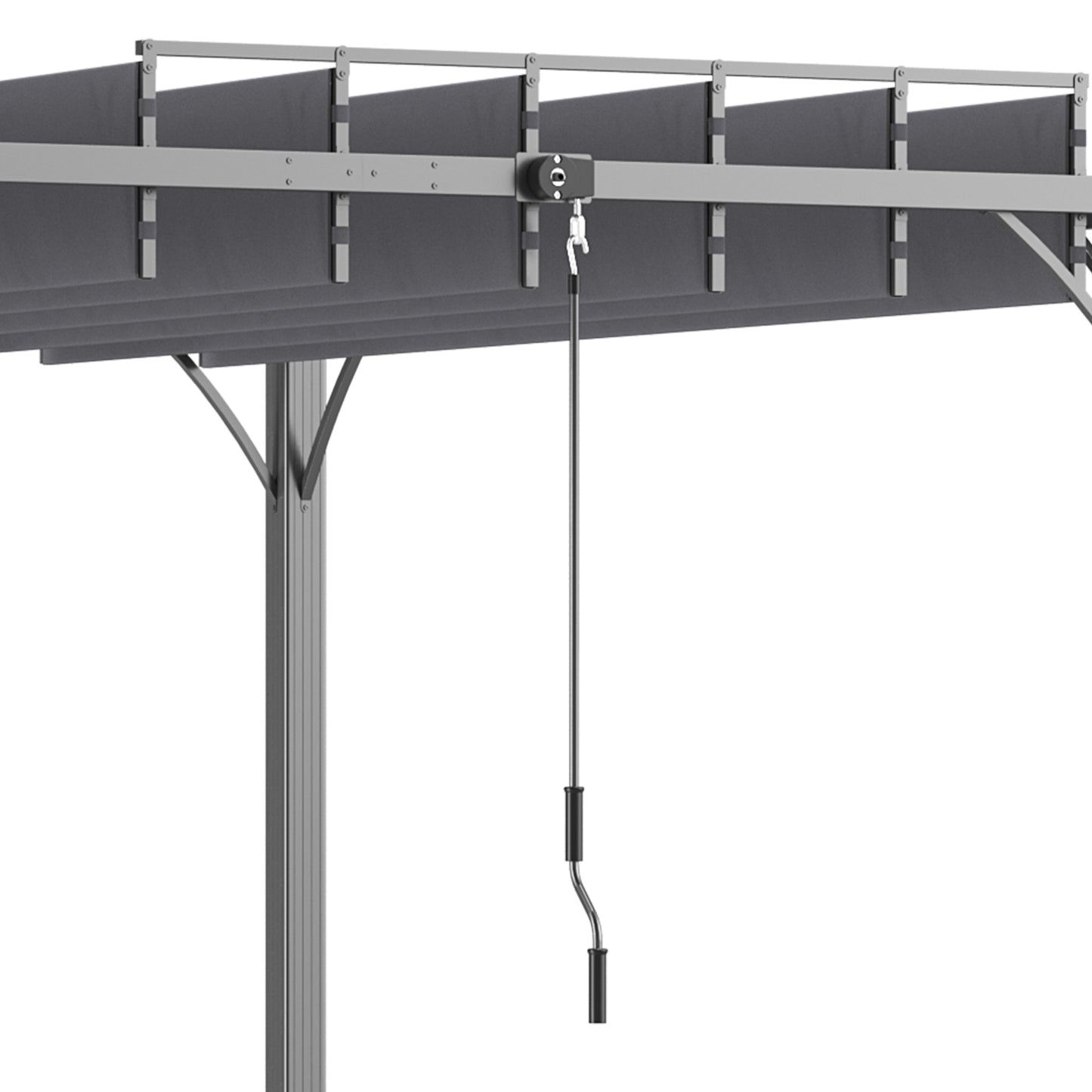 Pergola d'extérieur 12,8' x 9,7' avec toit rétractable en aluminium, gris