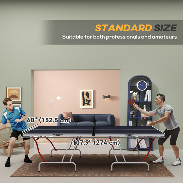 9' x 5' Folding Ping Pong Table with Paddles and Balls, Dark Grey