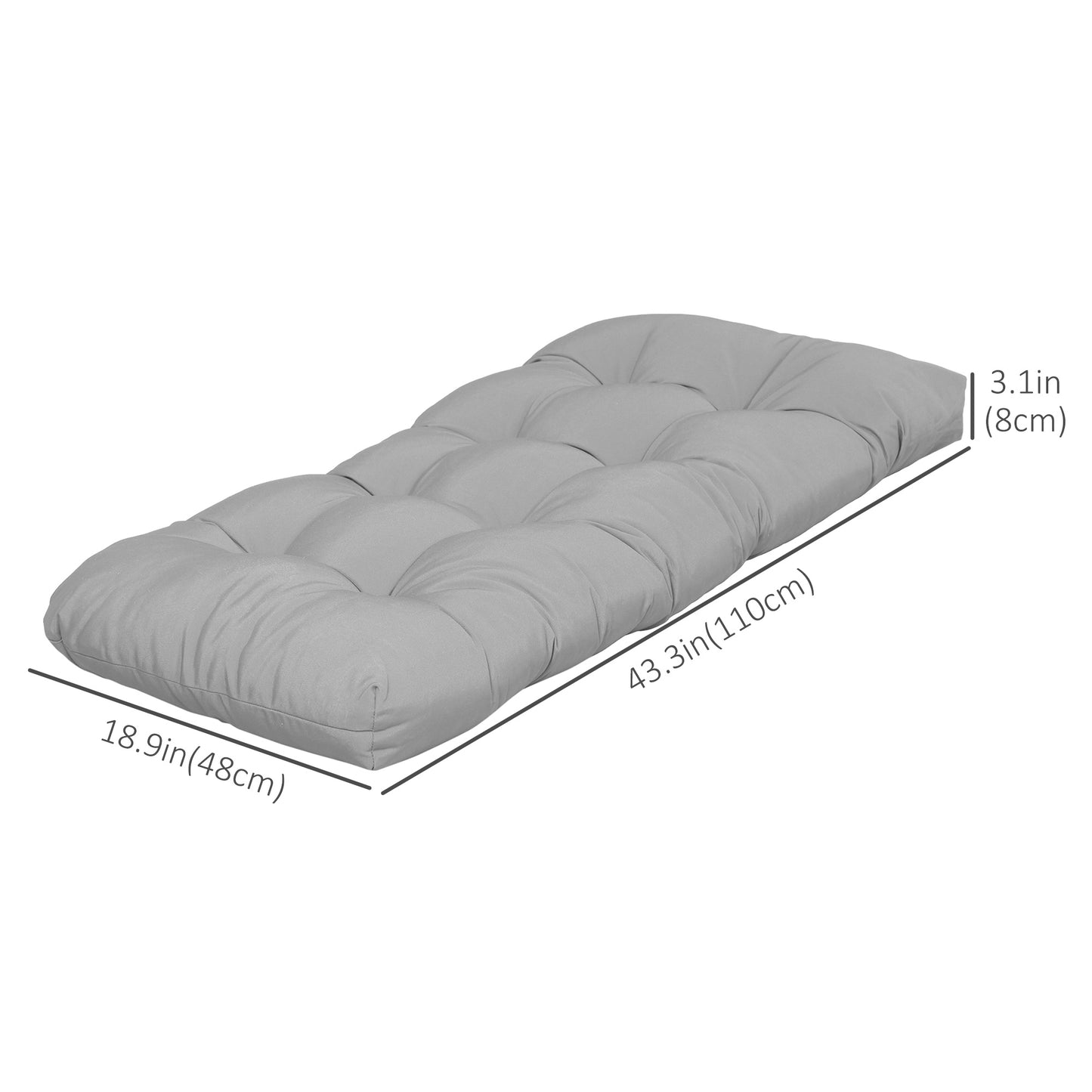 Lot de 2 coussins de rechange pour banc de terrasse, coussin de siège pour causeuse d'extérieur 2 places, gris