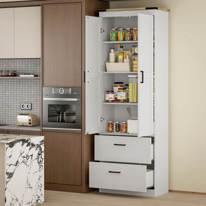 Storage unit with doors, drawers and adjustable shelves, cream white