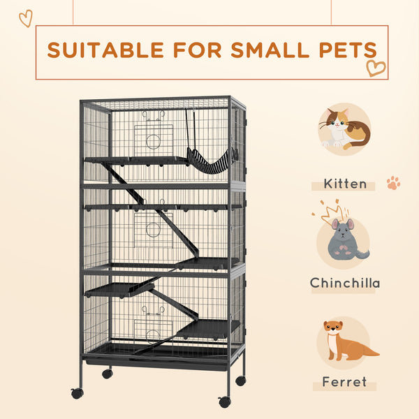 Cage à lapins à 6 niveaux avec roulettes verrouillables pour lapins, chinchillas et furets, noir