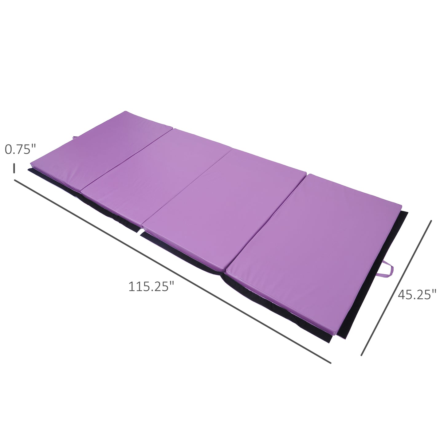 Soozier 4'x10'x2'' Folding Gym Mat with Carry Handles for Yoga, MMA, Martial Arts, Stretching, Purple