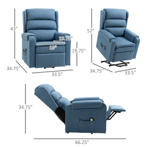 Fauteuil releveur inclinable électrique avec repose-pieds, bleu