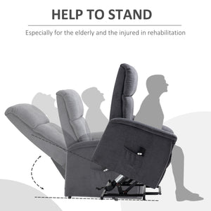 Fauteuil releveur électrique inclinable avec télécommande et poche latérale, gris