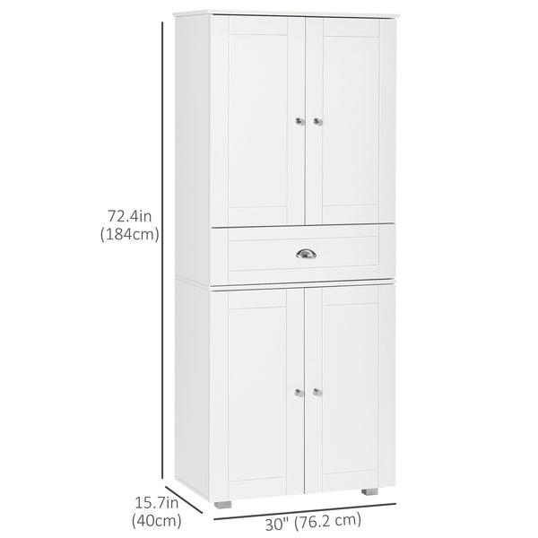 Meuble de rangement moderne avec 4 portes et 3 étagères réglables, blanc