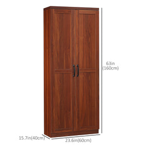 5-Tier Pantry with Doors and Adjustable Shelves, Brown