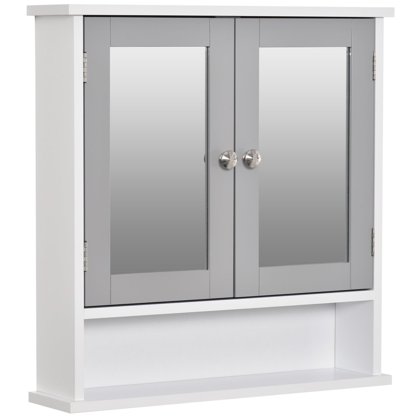 Armoire à pharmacie avec portes doubles, blanc et gris
