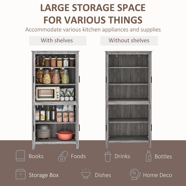 Meuble de rangement avec 4 portes et 3 étagères réglables, gris anthracite