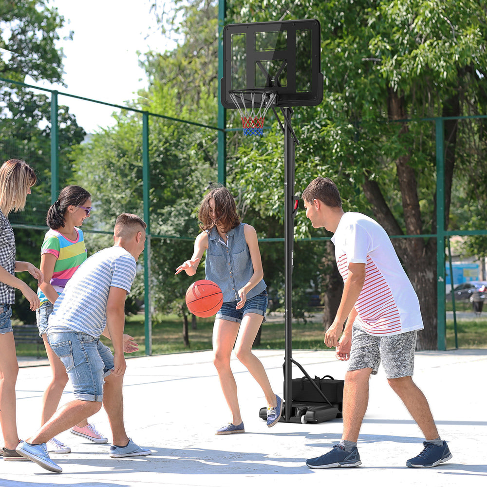 Panier de basket portable avec poids libre, roulettes et base remplissable