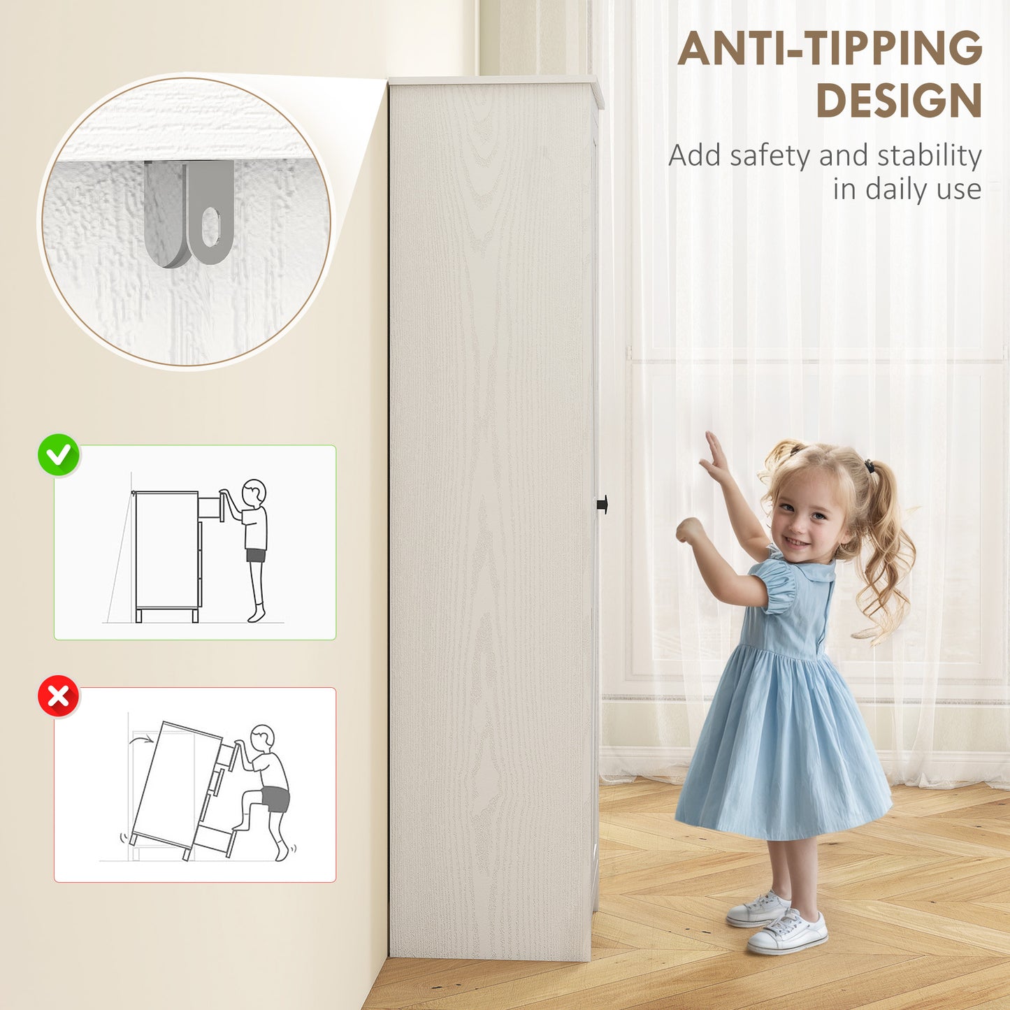 Armoire de rangement de cuisine style ferme 67" avec porte de grange et étagères réglables, blanc