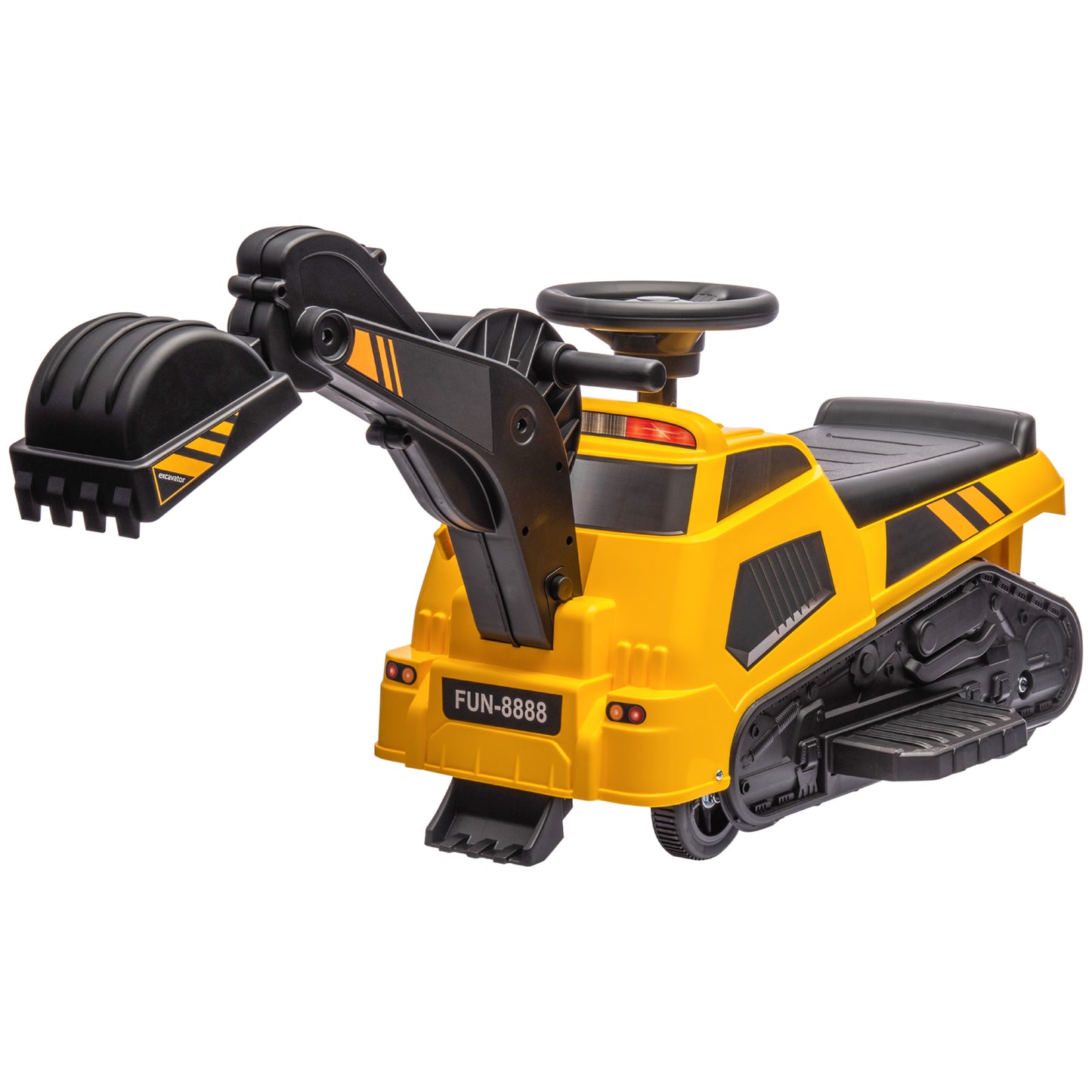 6V Electric Ride-On Tractor, 3-in-1 Electric Ride-On Excavator, Bulldozer, for 18-48 Months - Yellow