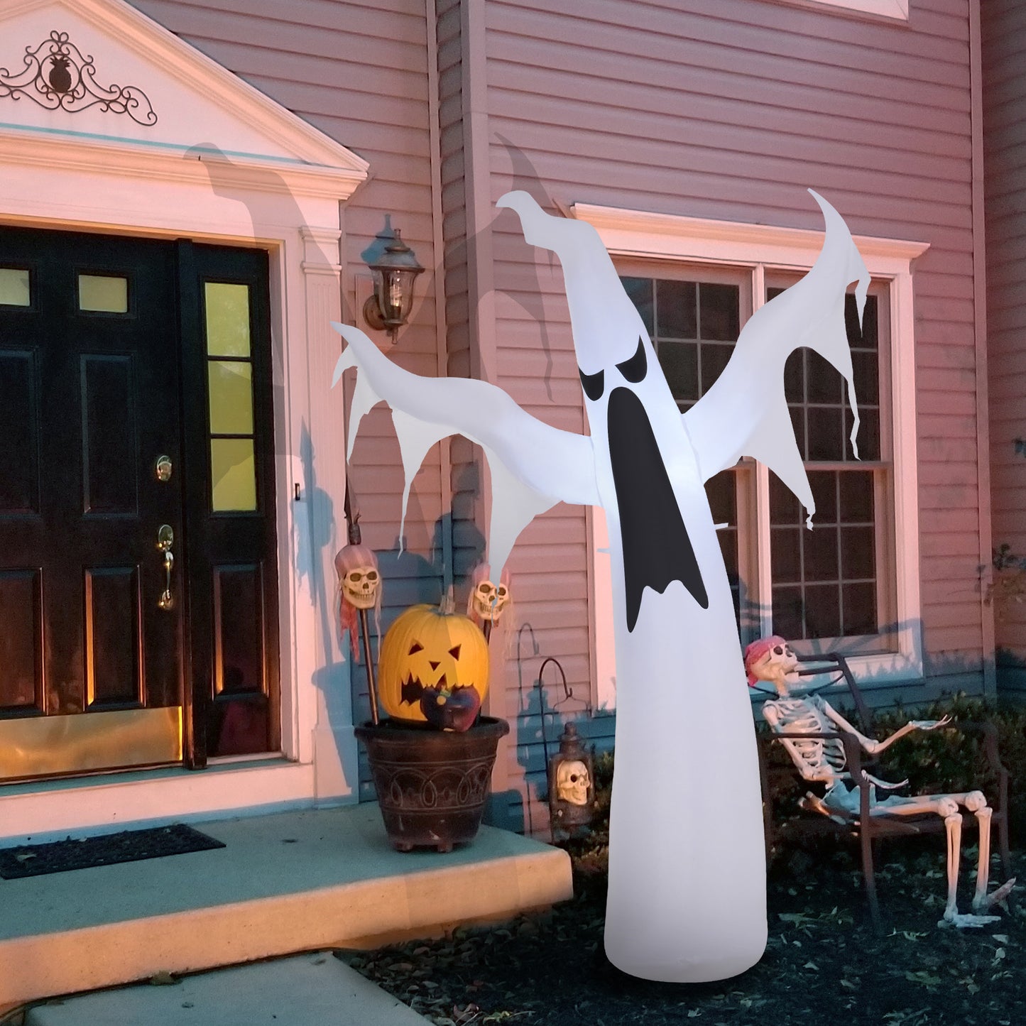 Fantôme gonflable blanc d'Halloween de 1,8 m de haut avec lumières LED