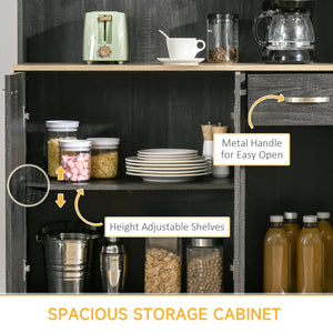 Buffet de cuisine avec portes, tiroirs et comptoir pour micro-ondes, noir