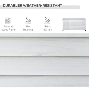 Coffre de rangement en bois pour terrasse, résistante aux intempéries, blanc