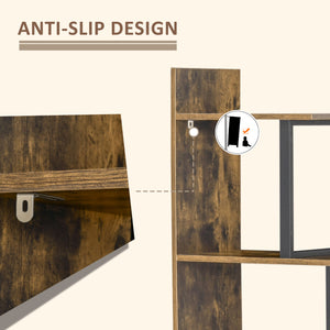 Bibliothèque industrielle à 5 niveaux en bois, Marron rustique