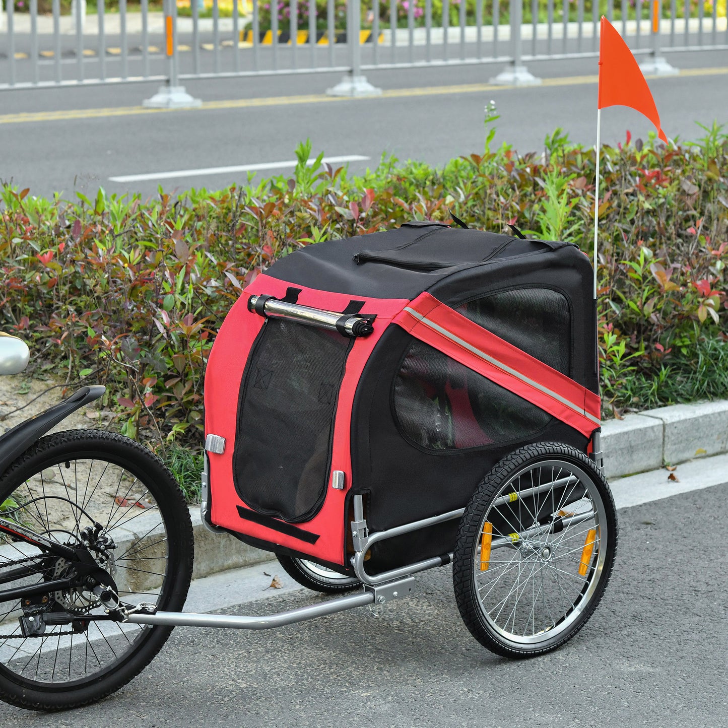 Dog Bike Trailer, Pet Cart, Red/Black