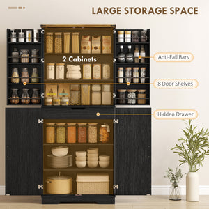 Meuble de rangement style campagnard avec 4 portes et étagère réglable, noir