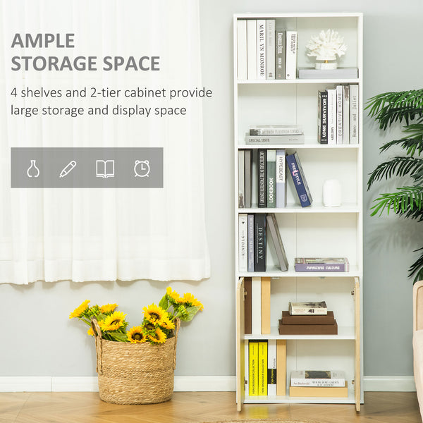 4-tier open bookcase with doors, oak